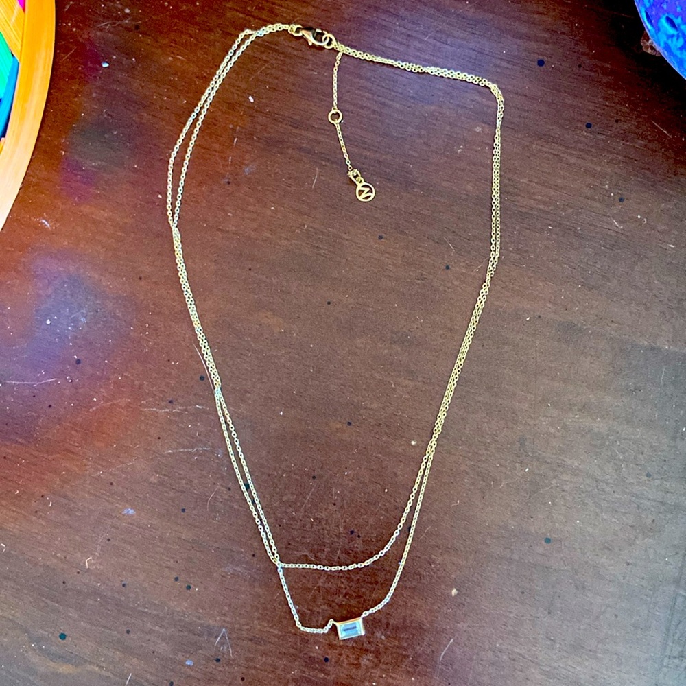 Mejuri Layered Aquamarine Gold Necklace